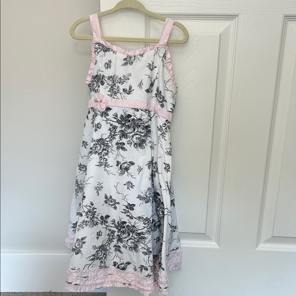 Biscotti Pink and Black Floral Kids Formal Dress